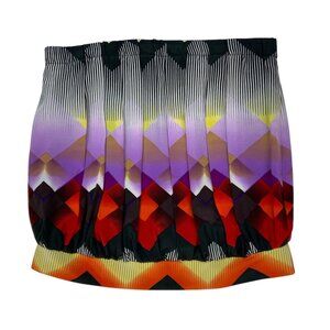 Orna Farho Silk Skirt 40 US/8 Multicolor Mini Pleated Blouson Bubble France